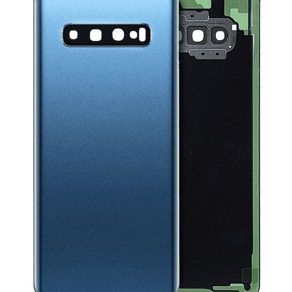 Samsung Galaxy S10 Plus İle Uyumlu Arka Kapak Camı Kamera Lensli  (Prizma Mavisi)