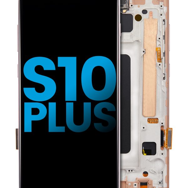 Samsung Galaxy S10 Plus İle Uyumlu Çerçeveli ekran LCD Ekranı (Parmak İzi Sensörü Olmadan) (Satış Sonrası Plus: TFT) (Flamingo Pembesi)