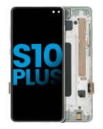 Samsung Galaxy S10 Plus İle Uyumlu Çerçeveli ekran LCD Ekranı (Parmak İzi Sensörü Olmadan) (Satış Sonrası Plus: TFT) (Prizma Beyazı)