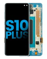Samsung Galaxy S10 Plus İle Uyumlu Çerçeveli ekran LCD Ekranı (Parmak İzi Sensörü Olmadan) (Satış Sonrası Plus: TFT) (Prizma Mavisi)