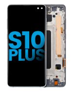 Samsung Galaxy S10 Plus İle Uyumlu Çerçeveli ekran LCD Ekranı (Parmak İzi Sensörü Olmadan) (Satış Sonrası Plus: TFT) (Prizma Yeşili)