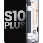 Samsung Galaxy S10 Plus İle Uyumlu Çerçeveli ekran Orijinal Ekranı (Prizma Beyazı)