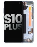 Samsung Galaxy S10 Plus İle Uyumlu Çerçeveli ekran Orijinal Ekranı (Prizma Mavisi)
