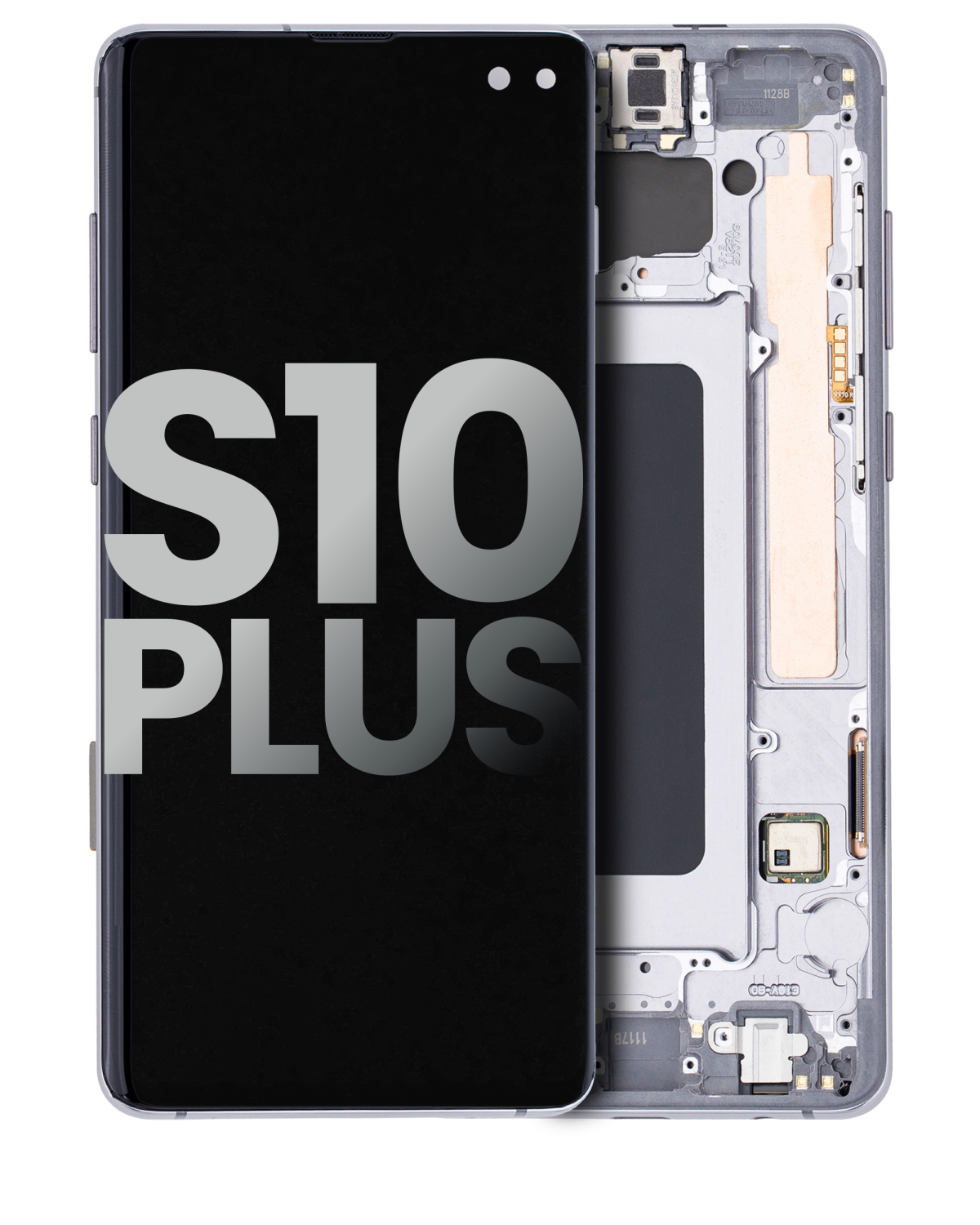 Samsung Galaxy S10 Plus İle Uyumlu Çerçeveli ekran Orijinal Ekranı (Prizma/Seramik Siyah)