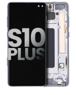 Samsung Galaxy S10 Plus İle Uyumlu Çerçeveli ekran Orijinal Ekranı (Prizma/Seramik Siyah)