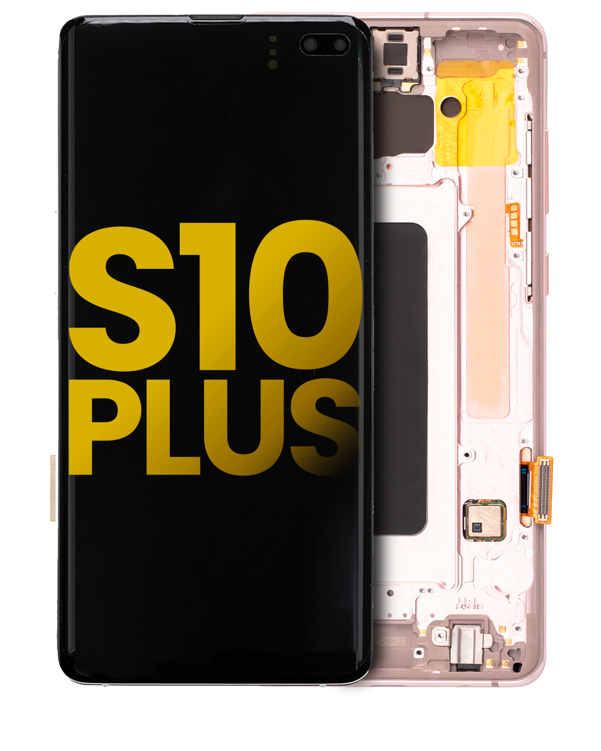 Samsung Galaxy S10 Plus İle Uyumlu İçin Çerçeveli ekran Orijinal (Flamingo Pembesi)  Orijinal Ekranı