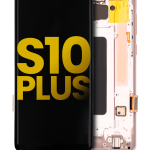 Samsung Galaxy S10 Plus İle Uyumlu İçin Çerçeveli ekran Orijinal (Flamingo Pembesi)  Orijinal Ekranı