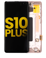 Samsung Galaxy S10 Plus İle Uyumlu İçin Çerçeveli ekran Orijinal (Flamingo Pembesi)  Orijinal Ekranı