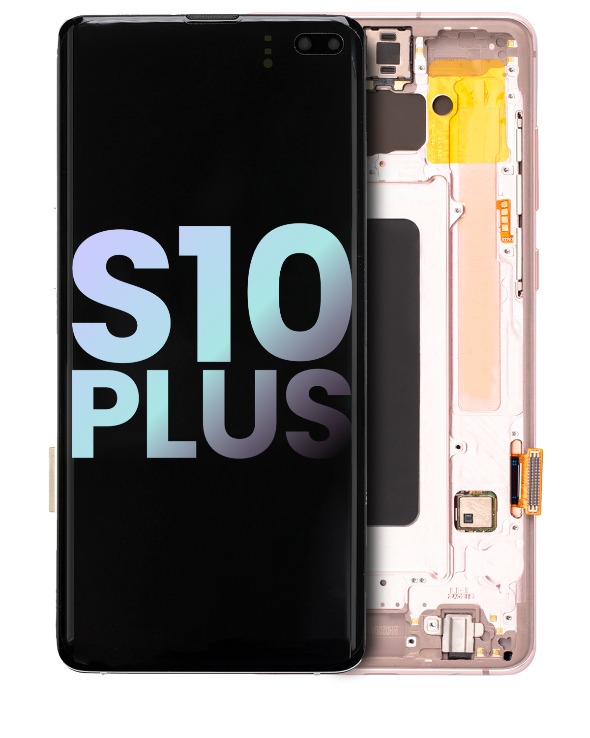 Samsung Galaxy S10 Plus İle Uyumlu (Service Pack) (Flamingo Pembesi) Çerçeveli ekran Orijinal Ekranı