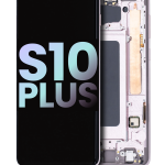 Samsung Galaxy S10 Plus İle Uyumlu (Service Pack) (Seramik Beyaz) Çerçeveli ekran Orijinal Ekranı