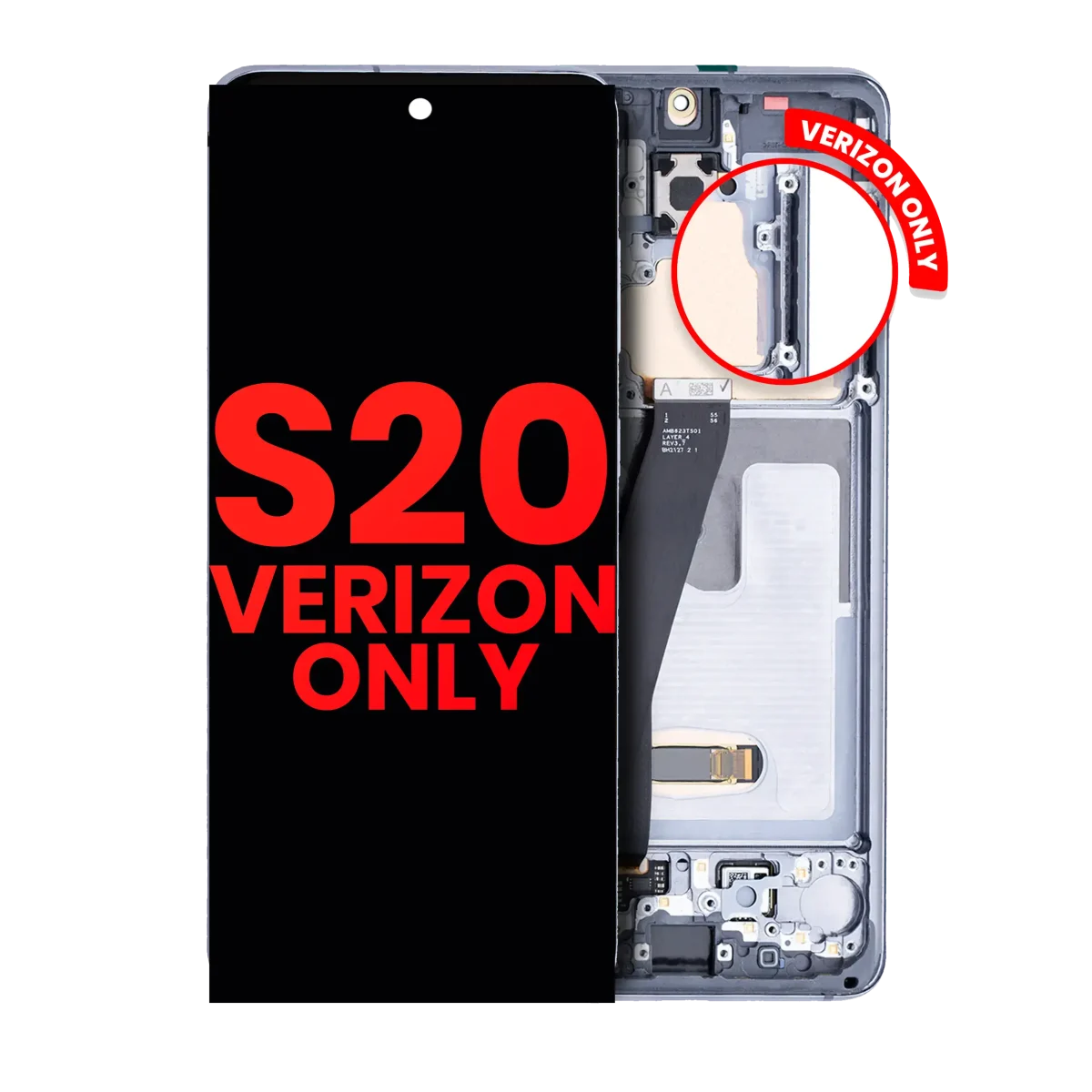 Samsung Galaxy S20 5G İle Uyumlu Çerçeveli ekran Orijinal Ekranı (Sadece Verizon 5G UW Çerçevesi) (Kozmik Gri)