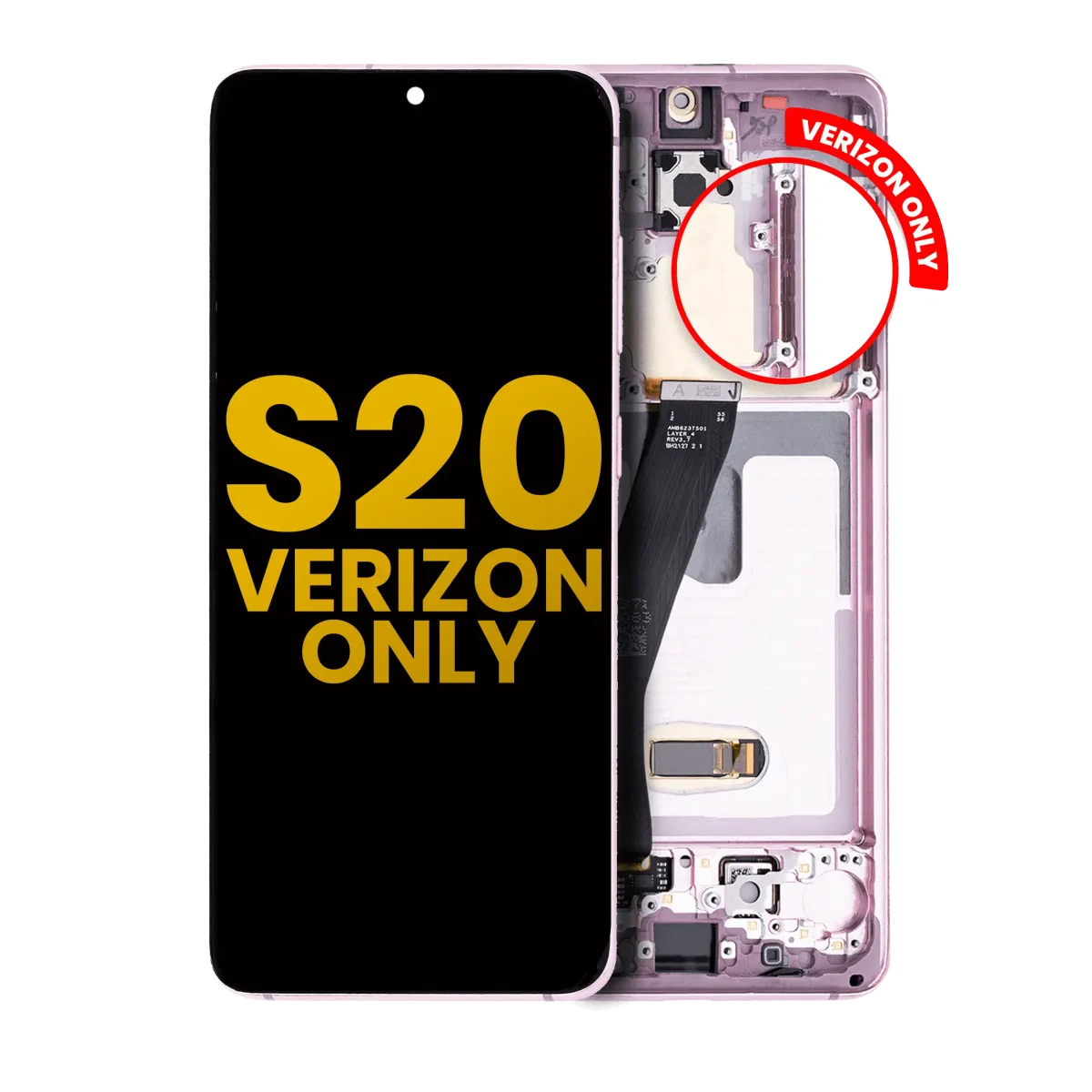 Samsung Galaxy S20 5G İle Uyumlu Çerçeveli ekran Orijinal Ekranı (Sadece Verizon 5G UW Çerçevesi) Orijinal (Bulut Pembesi) - Görsel 2