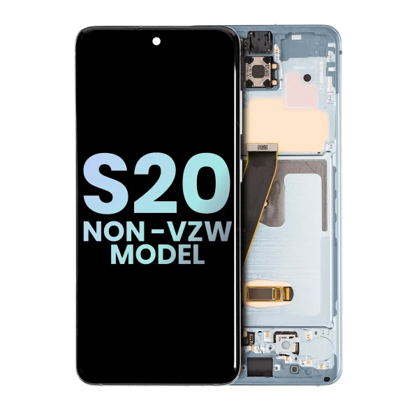 Samsung Galaxy S20 5G İle Uyumlu (Verizon Olmayan 5G UW Çerçeve) (Servis Paketi) (Bulut Mavisi) Çerçeveli ekran Orijinal Ekranı