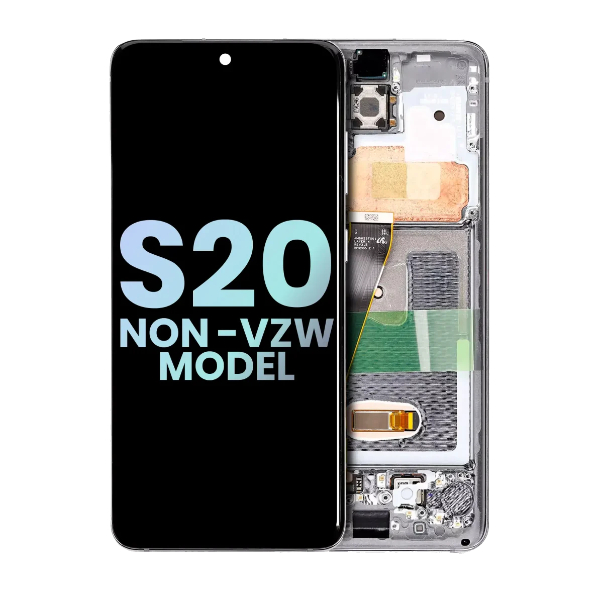 Samsung Galaxy S20 5G İle Uyumlu (Verizon Olmayan 5G UW Çerçeve) (Servis Paketi) (Kozmik Gri) Çerçeveli ekran Orijinal Ekranı