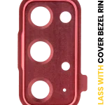 Samsung Galaxy S20 FE İle Uyumlu Arka Kamera Lensi Çerçeveli Halkalı 4G 5G (Bulut Kırmızısı)