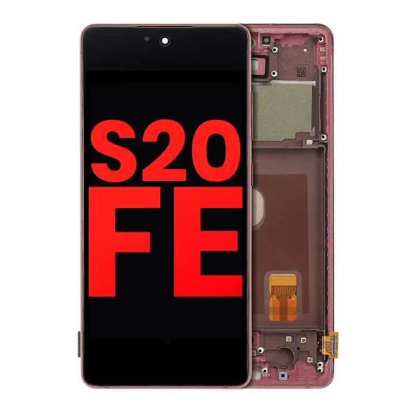 Samsung Galaxy S20 FE İle Uyumlu İçin Çerçeveli ekran 4G 5G (Aftermarket Plus) (Cloud Red)  Orijinal Ekranı