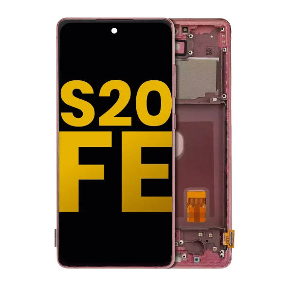 Samsung Galaxy S20 FE İle Uyumlu İçin Çerçeveli ekran 4G 5G Orijinal (Bulut Kırmızısı)  Orijinal Ekranı