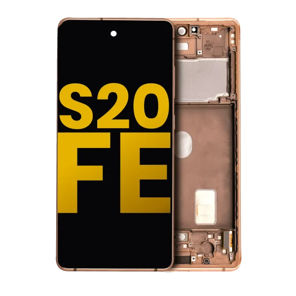 Samsung Galaxy S20 FE İle Uyumlu İçin Çerçeveli ekran 4G 5G Orijinal (Bulut Turuncusu)  Orijinal Ekranı