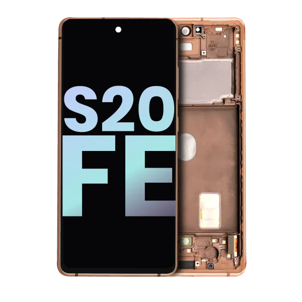 Samsung Galaxy S20 FE İle Uyumlu İçin Çerçeveli ekran 4G 5G (Service Pack) (Cloud Orange)  Orijinal Ekranı Uyumlu