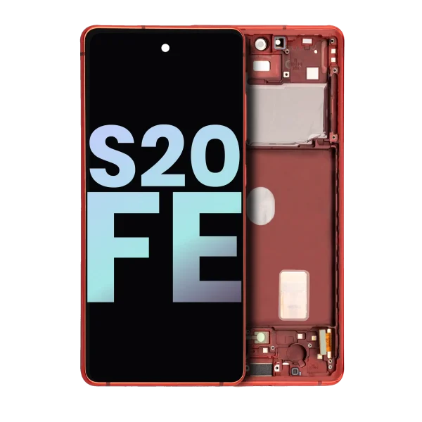 Samsung Galaxy S20 FE İle Uyumlu İçin Çerçeveli ekran 4G 5G (Service Pack) (Cloud Red)  Orijinal Ekranı Uyumlu