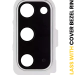 Samsung Galaxy S20 İle Uyumlu S20 5G (Bulut Beyazı) Kapaklı Arka Kamera Lensi Çerçeveli Halkalı