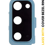 Samsung Galaxy S20 İle Uyumlu S20 5G (Bulut Mavisi) Kapaklı Arka Kamera Lensi Çerçeveli Halkalı