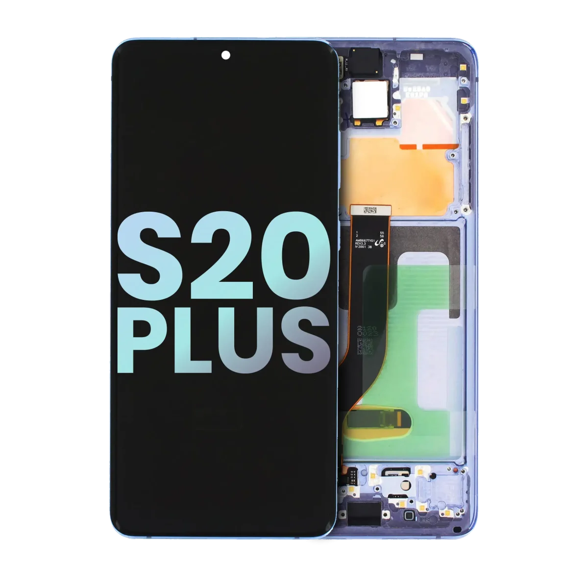Samsung Galaxy S20 Plus İle Uyumlu 5G (Service Pack) Çerçeveli ekran Orijinal Ekranı (Mor)