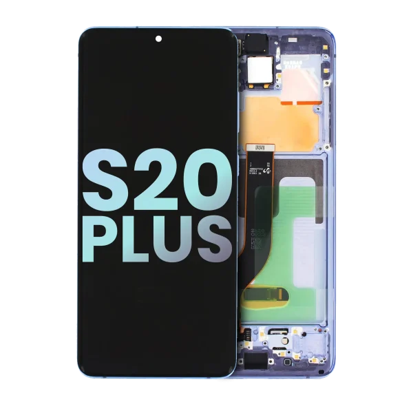Samsung Galaxy S20 Plus İle Uyumlu 5G (Service Pack) Çerçeveli ekran Orijinal Ekranı (Mor)