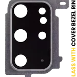 Samsung Galaxy S20 Plus İle Uyumlu Arka Kamera Lensi Çerçeveli Halkalı (Kozmik Gri)