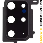 Samsung Galaxy S20 Plus İle Uyumlu Arka Kamera Lensi Çerçeveli Halkalı (Kozmik Siyah)