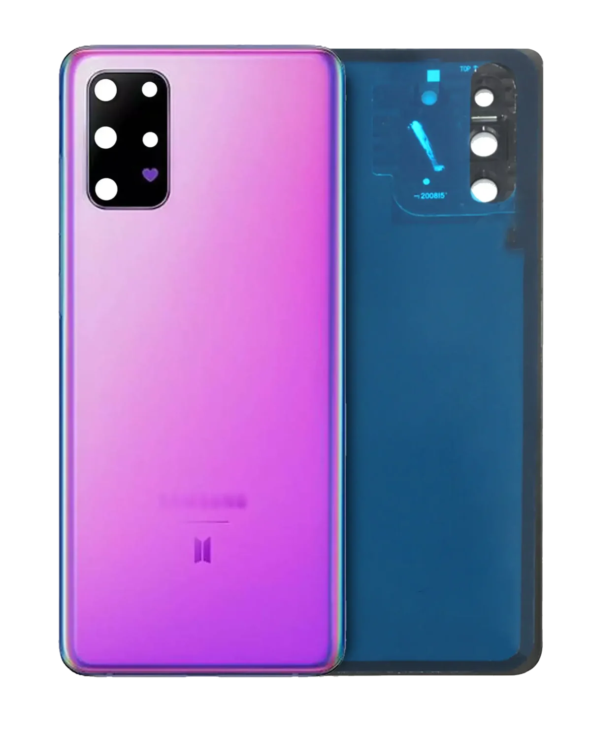 Samsung Galaxy S20 Plus İle Uyumlu Arka Kapak Camı Kamera Lensiyle Uyumlu (BTS Sürümü) (Servis Paketi) (Mor)