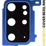 Samsung Galaxy S20 Plus İle Uyumlu (Bulut Mavisi) Kapaklı Arka Kamera Lensi Çerçeveli Halkalı