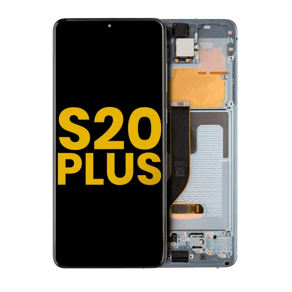Samsung Galaxy S20 Plus İle Uyumlu İçin Çerçeveli ekran 5G Orijinal (Bulut Mavisi)  Orijinal Ekranı