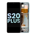 Samsung Galaxy S20 Plus İle Uyumlu İçin Çerçeveli ekran 5G (Service Pack) (Cloud Blue)  Orijinal Ekranı