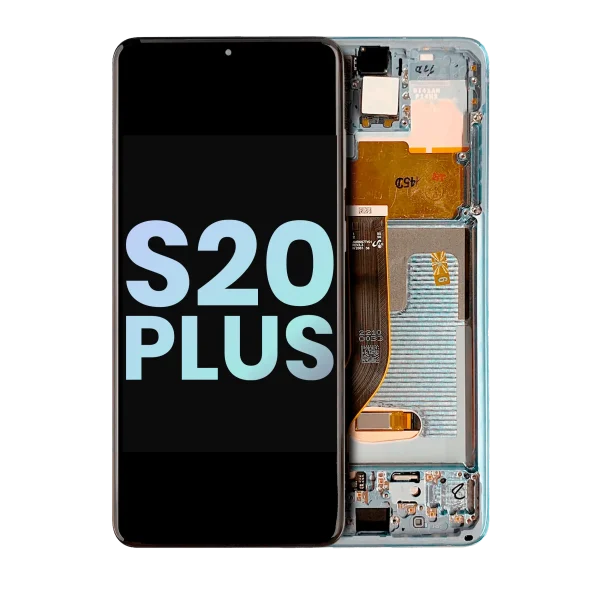 Samsung Galaxy S20 Plus İle Uyumlu İçin Çerçeveli ekran 5G (Service Pack) (Cloud Blue)  Orijinal Ekranı