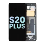 Samsung Galaxy S20 Plus İle Uyumlu İçin Çerçeveli ekran 5G (Service Pack) (Cosmic Black)  Orijinal Ekranı Uyumlu