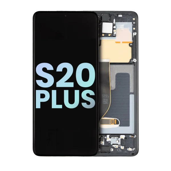 Samsung Galaxy S20 Plus İle Uyumlu İçin Çerçeveli ekran 5G (Service Pack) (Cosmic Black)  Orijinal Ekranı Uyumlu