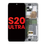 Samsung Galaxy S20 Ultra İle Uyumlu İçin Çerçeveli ekran 5G (Aftermarket Plus) (Bulut Beyazı)  Orijinal Ekranı
