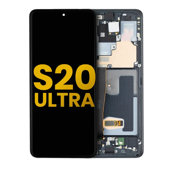 Samsung Galaxy S20 Ultra İle Uyumlu İçin Çerçeveli ekran 5G Orijinal (Kozmik Siyah)  Orijinal Ekranı