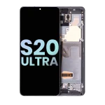 Samsung Galaxy S20 Ultra İle Uyumlu İçin Çerçeveli ekran 5G (Service Pack) (Kozmik Gri)  Orijinal Ekranı