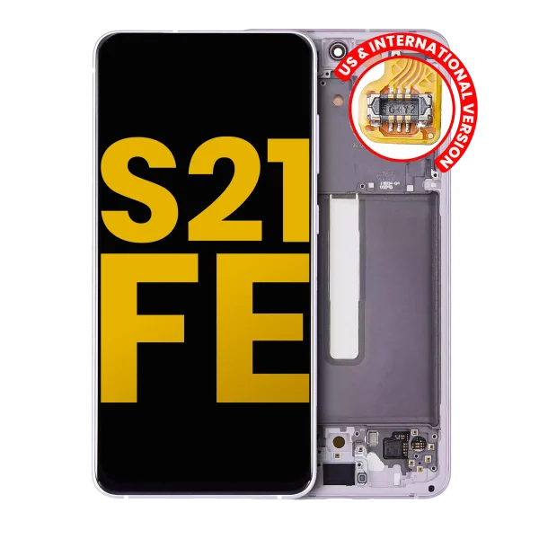 Samsung Galaxy S21 FE İle Uyumlu 5G - Çerçeveli ekran Orijinal Ekranı Orijinal (Lavanta)