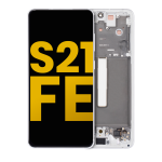 Samsung Galaxy S21 FE İle Uyumlu Çerçeveli Ekran Dokunmatik Orijinal Ekranı(Beyaz)