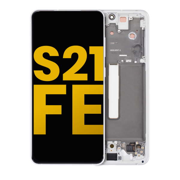 Samsung Galaxy S21 FE İle Uyumlu Çerçeveli Ekran Dokunmatik Orijinal Ekranı(Beyaz)