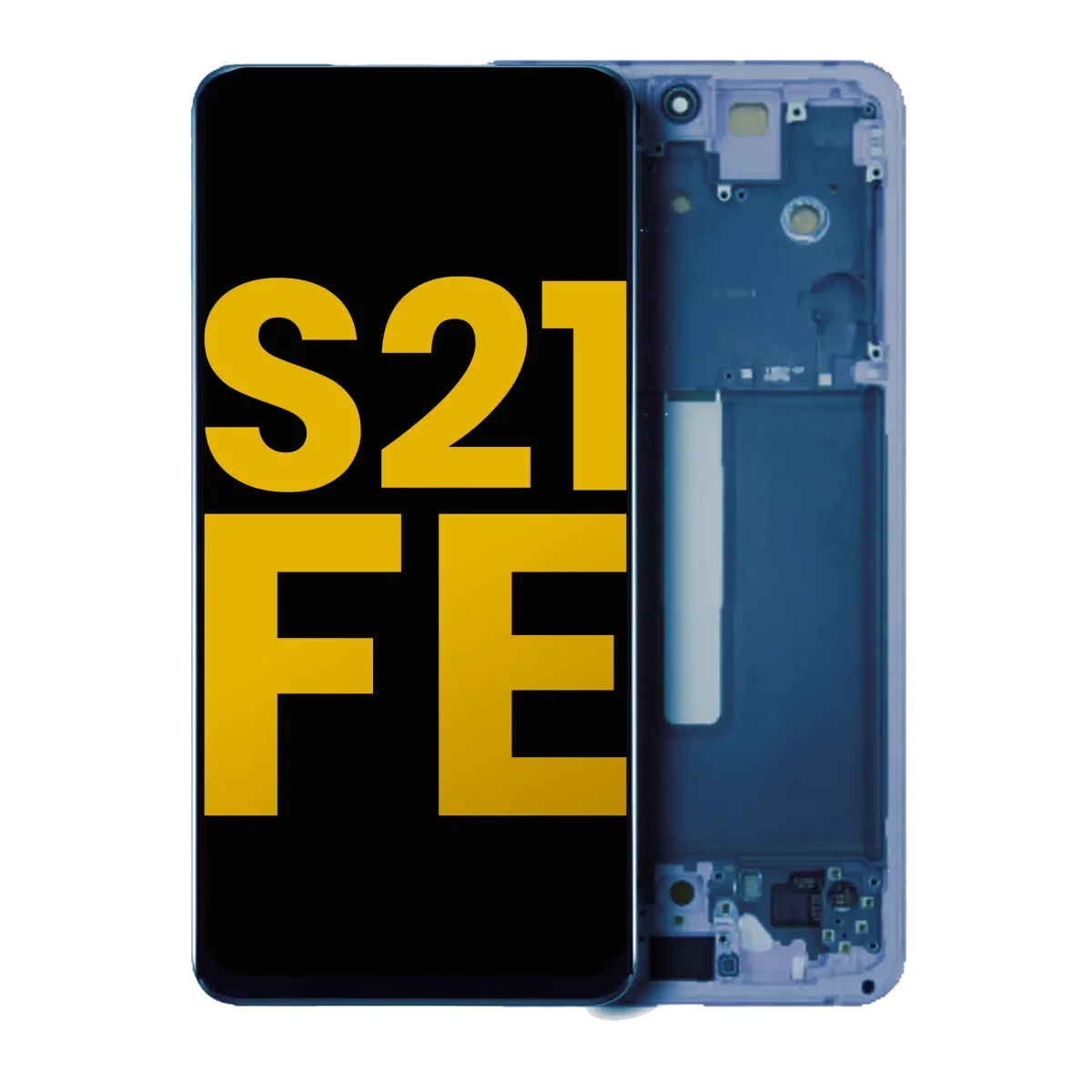 Samsung Galaxy S21 FE İle Uyumlu Çerçeveli Ekran Dokunmatik Orijinal Orijinal Ekranı(Mavi)