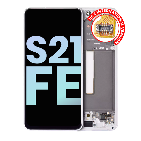 Samsung Galaxy S21 FE İle Uyumlu İçin Çerçeveli ekran 5G - (Servis Paketi) (Beyaz)  Orijinal Ekranı