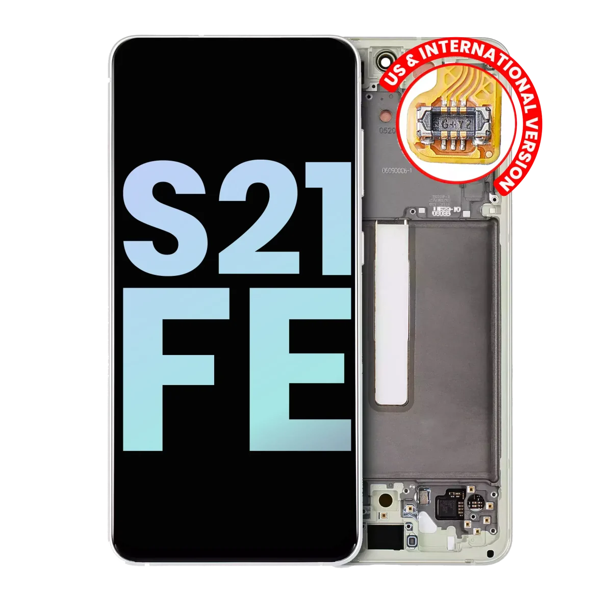 Samsung Galaxy S21 FE İle Uyumlu İçin Çerçeveli ekran 5G - (Servis Paketi) (Zeytin Yeşili)  Orijinal Ekranı
