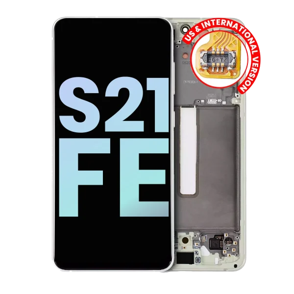Samsung Galaxy S21 FE İle Uyumlu İçin Çerçeveli ekran 5G - (Servis Paketi) (Zeytin Yeşili)  Orijinal Ekranı