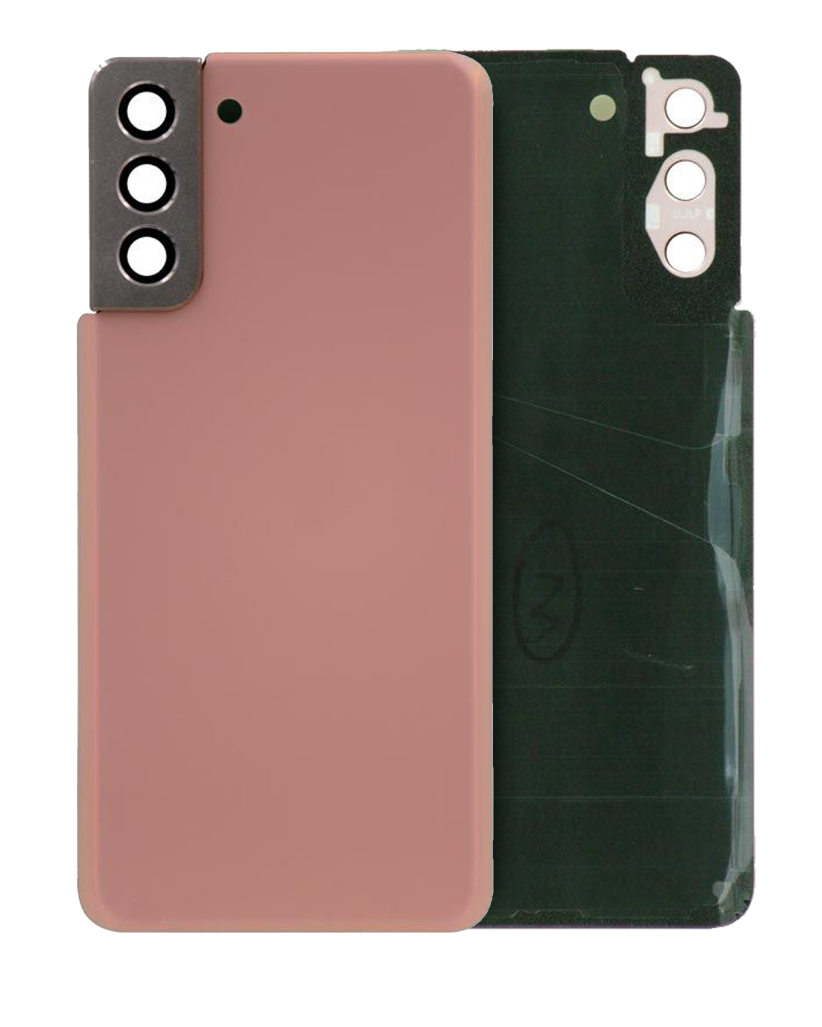 Samsung Galaxy S21 Plus İle Uyumlu 5G Arka Kapak Cam Yapışkanlı (Servis Paketi) (Hayalet Pembe)