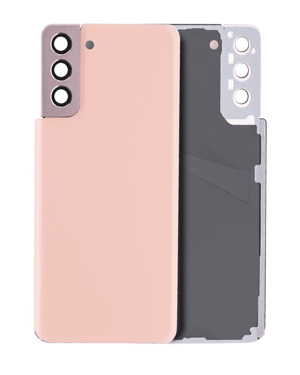 Samsung Galaxy S21 Plus İle Uyumlu Arka Kapak Camı Kamera Lensiyle  (Hayalet Pembe)