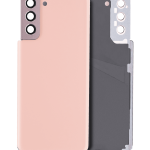 Samsung Galaxy S21 Plus İle Uyumlu Arka Kapak Camı Kamera Lensiyle  (Hayalet Pembe)